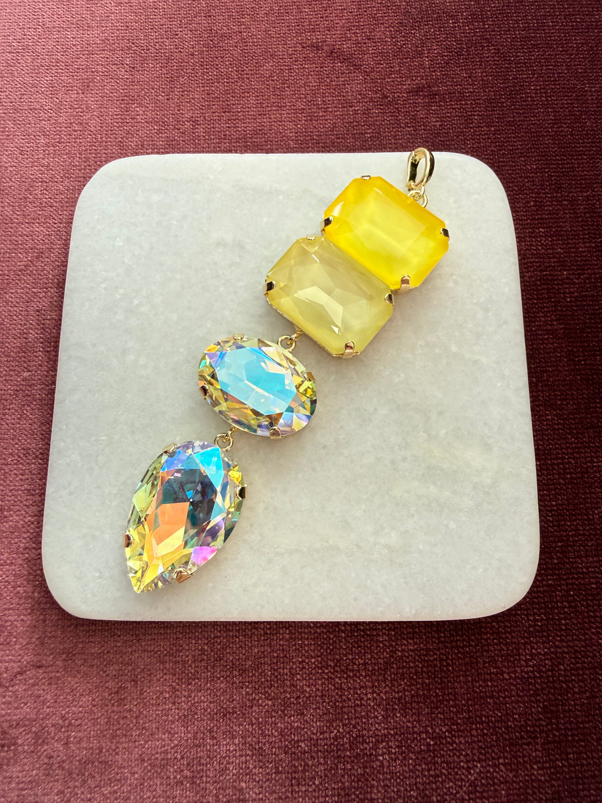 Sunbeam Prism Cascade Charm - Yellow, champagne, iridescent Austrian crystal charm pendant