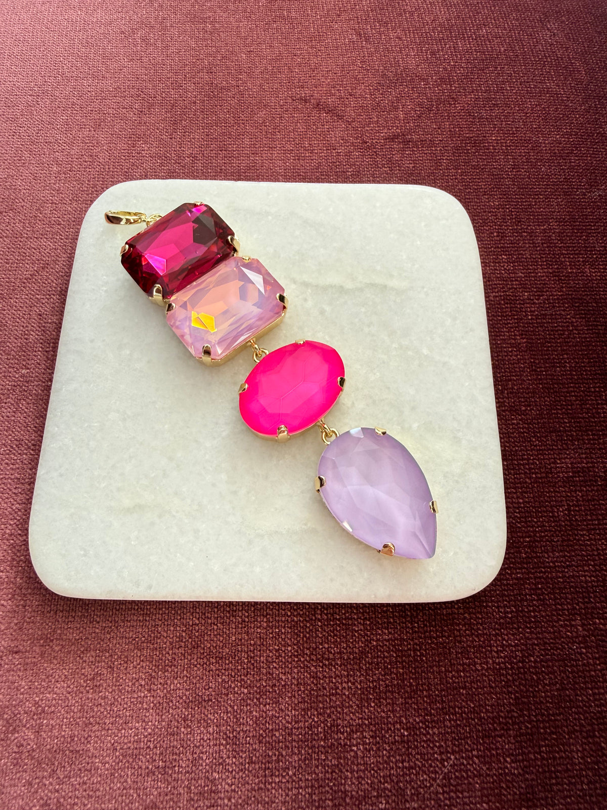 Pink Candy Cascade Charm - Ruby pink, blush, hot pink, lavender Austrian crystal charm pendant