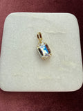 Crystal Clear Emerald-Cut Charm - Clear / iridescent Austrian crystal charm pendant