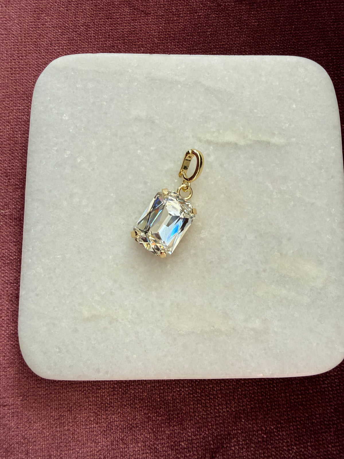 Diamond Clear Emerald-Cut Charm - Clear crystal Austrian crystal charm pendant