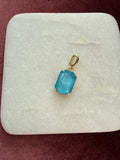 Turquoise Glow Emerald-Cut Charm - Turquoise blue Austrian crystal charm pendant