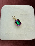 Mermaid Prism Emerald-Cut Charm - Purple, teal, magenta, iridescent Austrian crystal charm pendant
