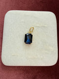 Midnight Sapphire Emerald-Cut Charm - Deep navy / sapphire Austrian crystal charm pendant