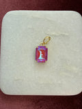 Berry Prism Emerald-Cut Charm - Magenta, pink, violet, iridescent Austrian crystal charm pendant