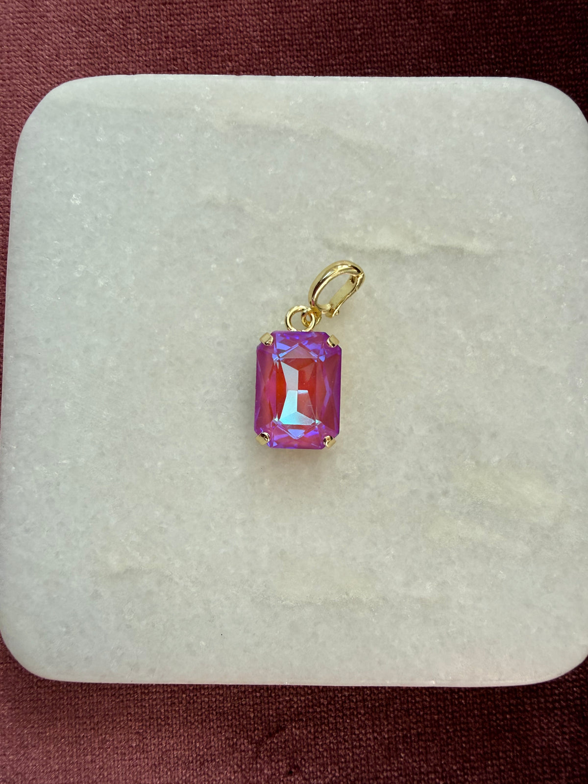 Berry Prism Emerald-Cut Charm - Magenta, pink, violet, iridescent Austrian crystal charm pendant
