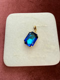 Electric Blue Large Emerald-Cut Charm - Electric blue / teal Austrian crystal charm pendant