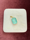 Aqua Opal Large Emerald-Cut Charm - Aqua / opalescent Austrian crystal charm pendant