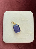 Periwinkle Opal Large Emerald-Cut Charm - Periwinkle / violet opalescent Austrian crystal charm pendant