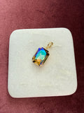 Aurora Prism Large Emerald-Cut Charm - Rainbow / iridescent Austrian crystal charm pendant