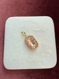 Rose Gold Crackle Large Emerald-Cut Charm - Rose gold / champagne Austrian crystal charm pendant