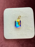 Carnival Prism Large Emerald-Cut Charm - Blue / green / gold / rainbow iridescent Austrian crystal charm pendant