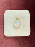 Moonstone Opal Large Emerald-Cut Charm - Milky white / iridescent Austrian crystal charm pendant