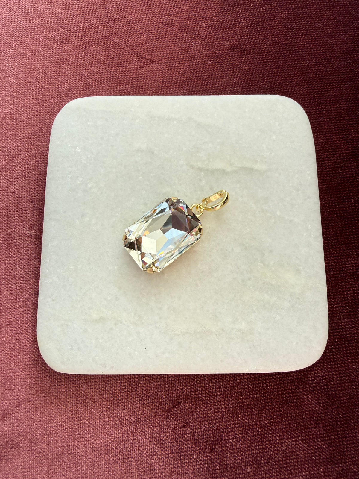 Diamond Clear Large Emerald-Cut Charm - Clear crystal Austrian crystal charm pendant