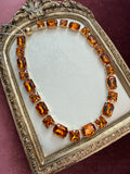Amber Emerald-Cut Austrian Crystal Necklace – 18 Inch