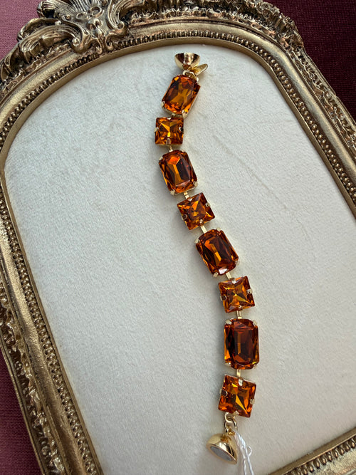 Burnt Amber Austrian Crystal Bracelet - rich amber and cognac crystal bracelet