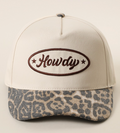 Howdy Embroidered Patch Leopard Brim Baseball Cap