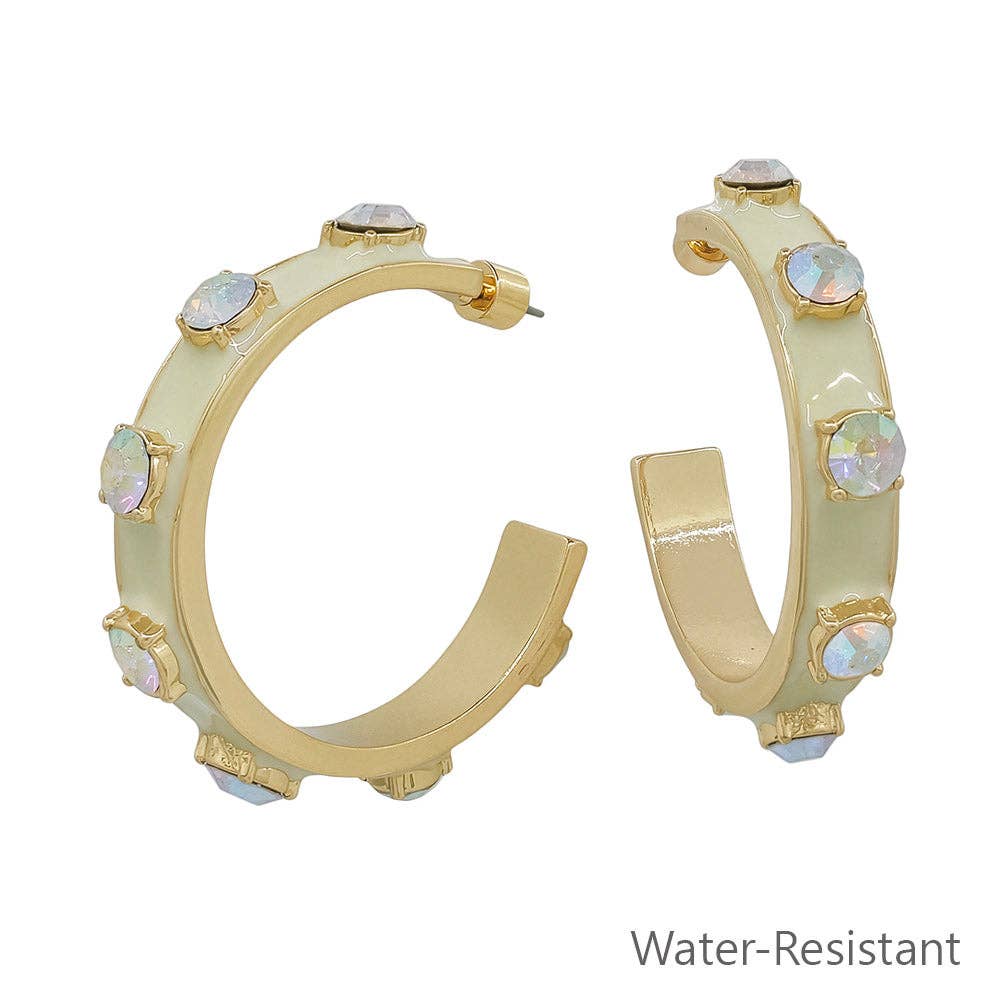 Ivory Epoxy Stone Hoop Earring