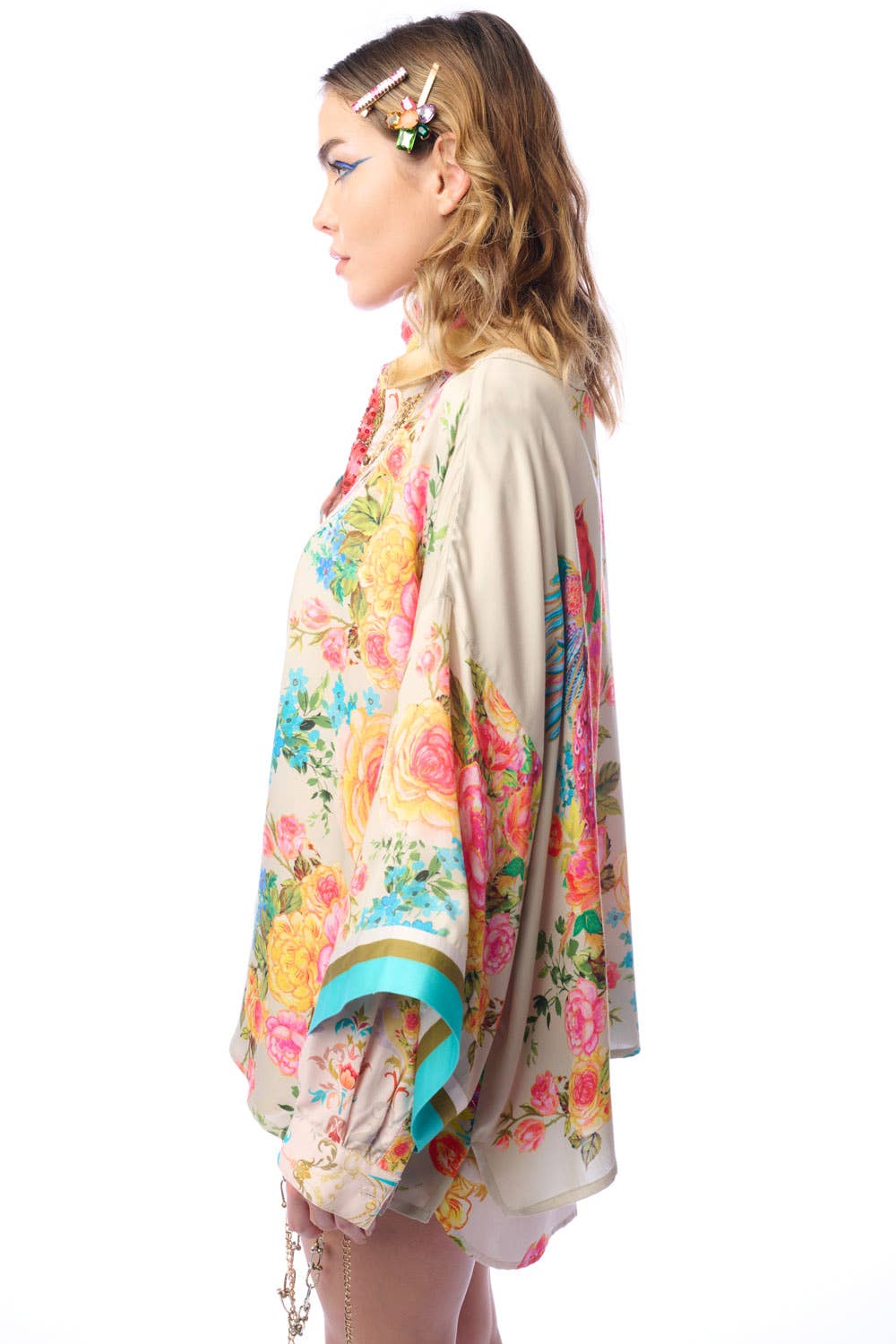 Aratta - Earth Angels Short Kimono | Printed Kimono | Sequin Trim