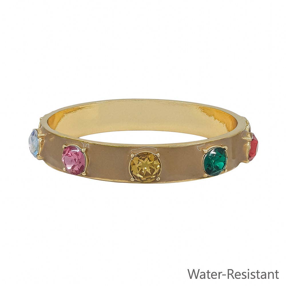 Multi Epoxy and Gold Bangle Bracelet
