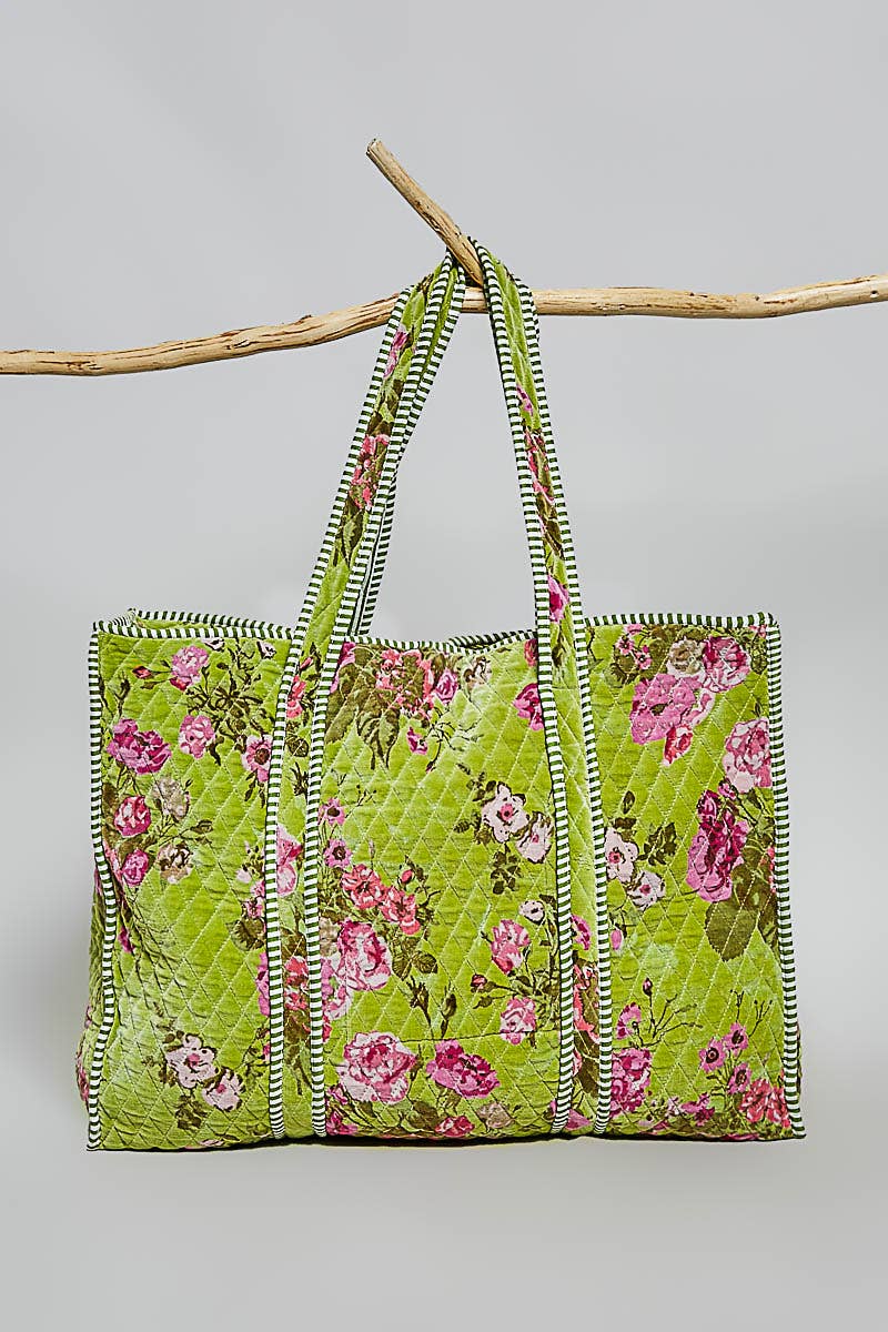 POL - Botanical Velvet Quilted Tote Bag