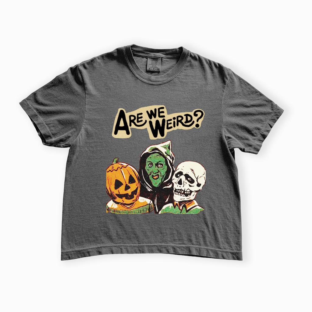 Are We Weird Halloween Boxy Crop Graphic Tee