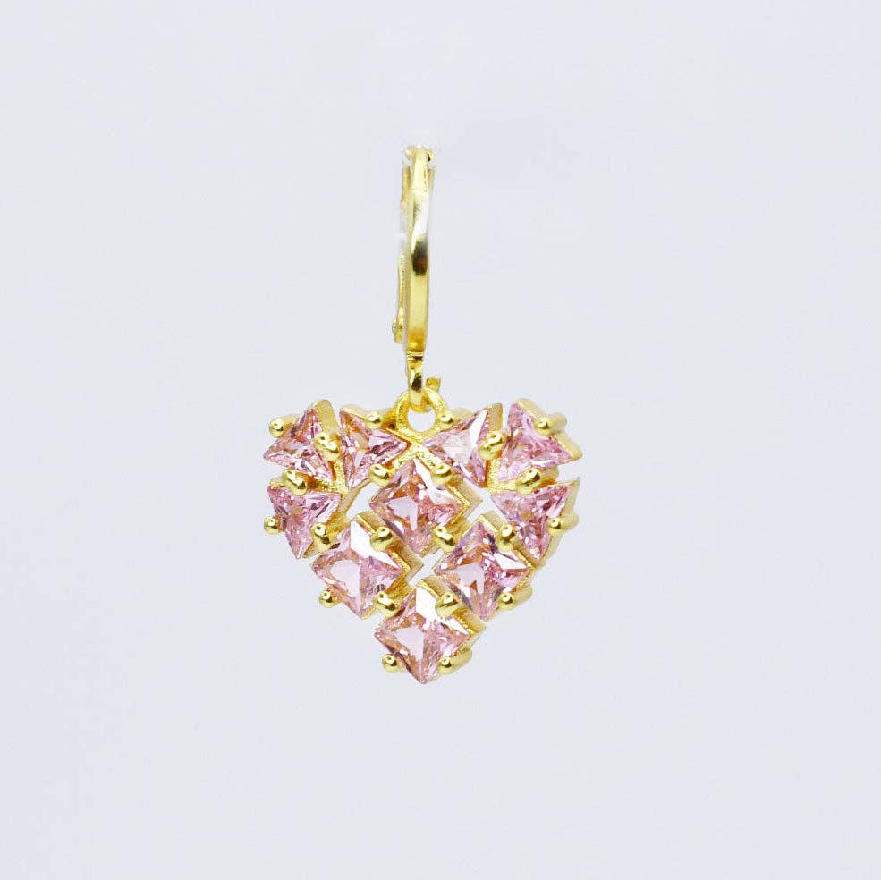 Pink Gem Heart Charm