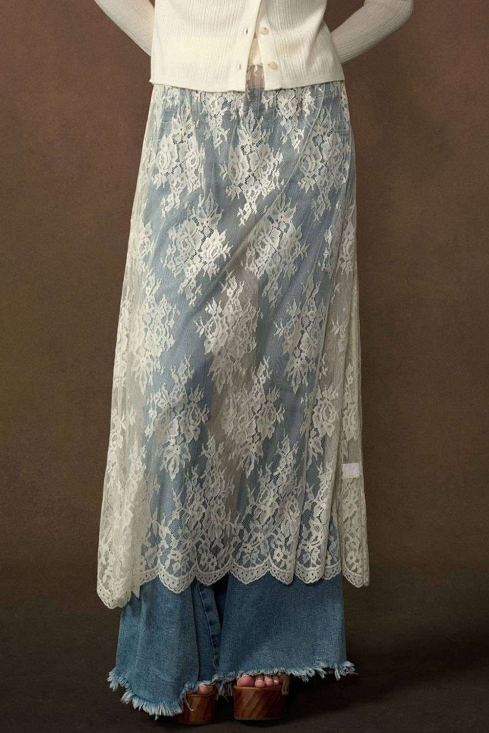 Sheer Luck Lace Midi Skirt