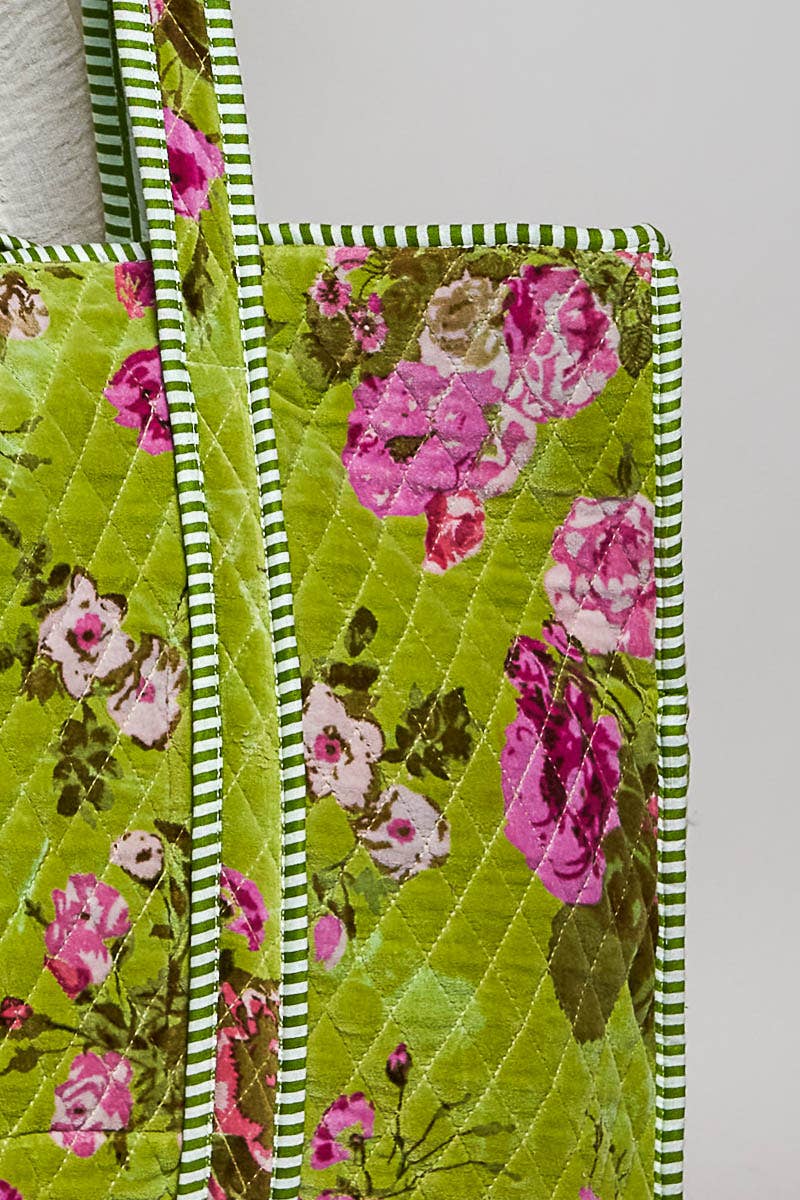 POL - Botanical Velvet Quilted Tote Bag