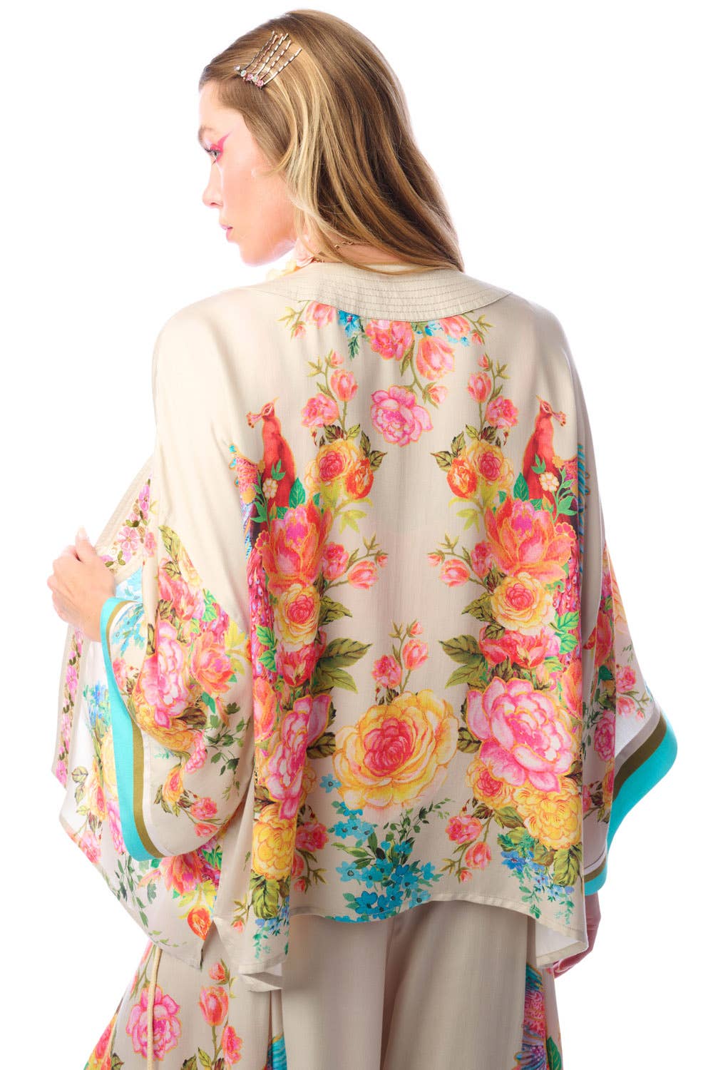 Aratta - Earth Angels Short Kimono | Printed Kimono | Sequin Trim