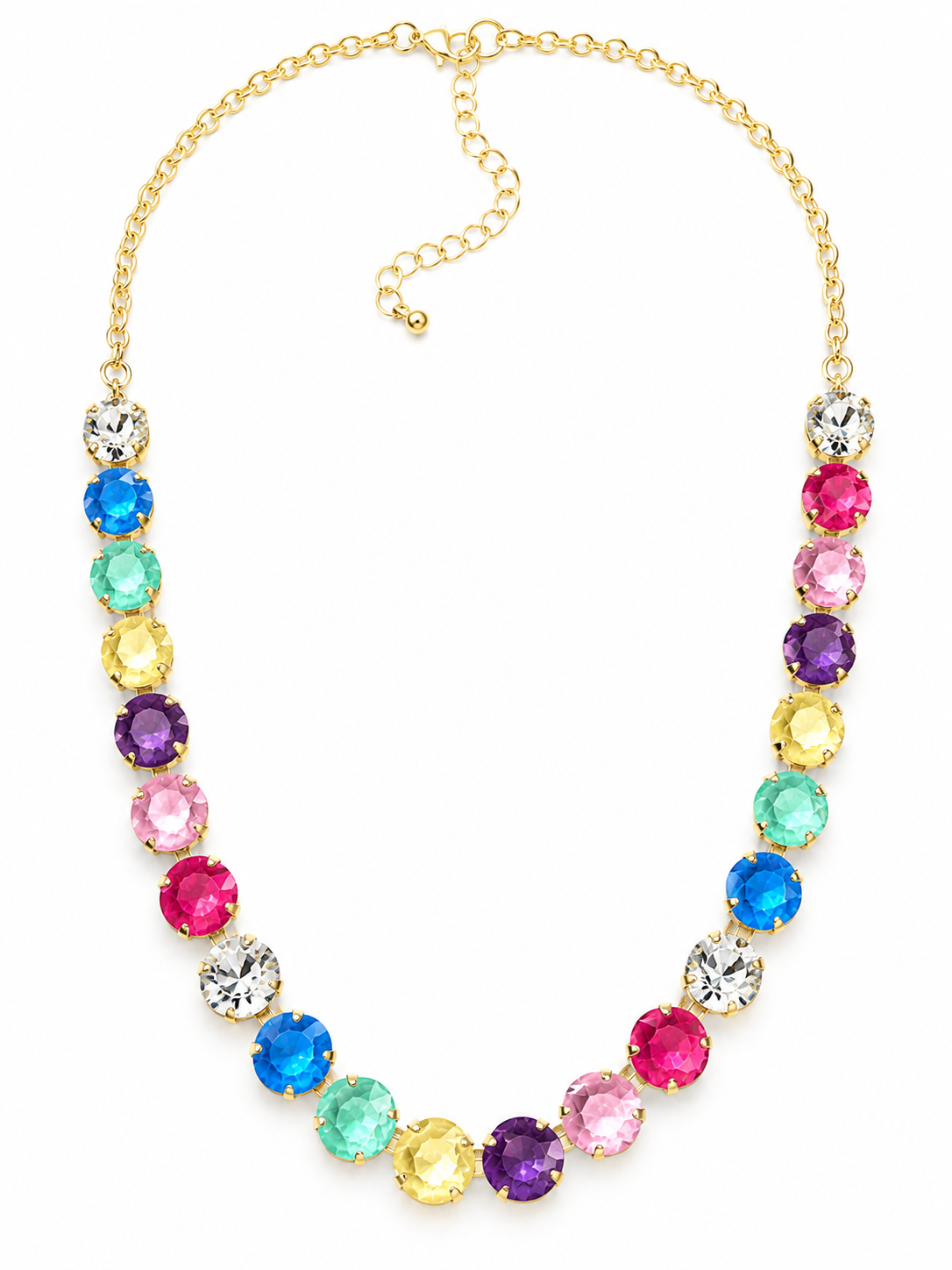 Posh Pastel Rhinestone Tennis Necklace 