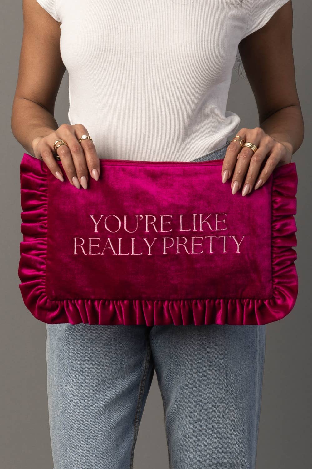You're Like Really Pretty Ruffle Travel Pouch