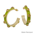 Olive Epoxy Stone Hoop Earring