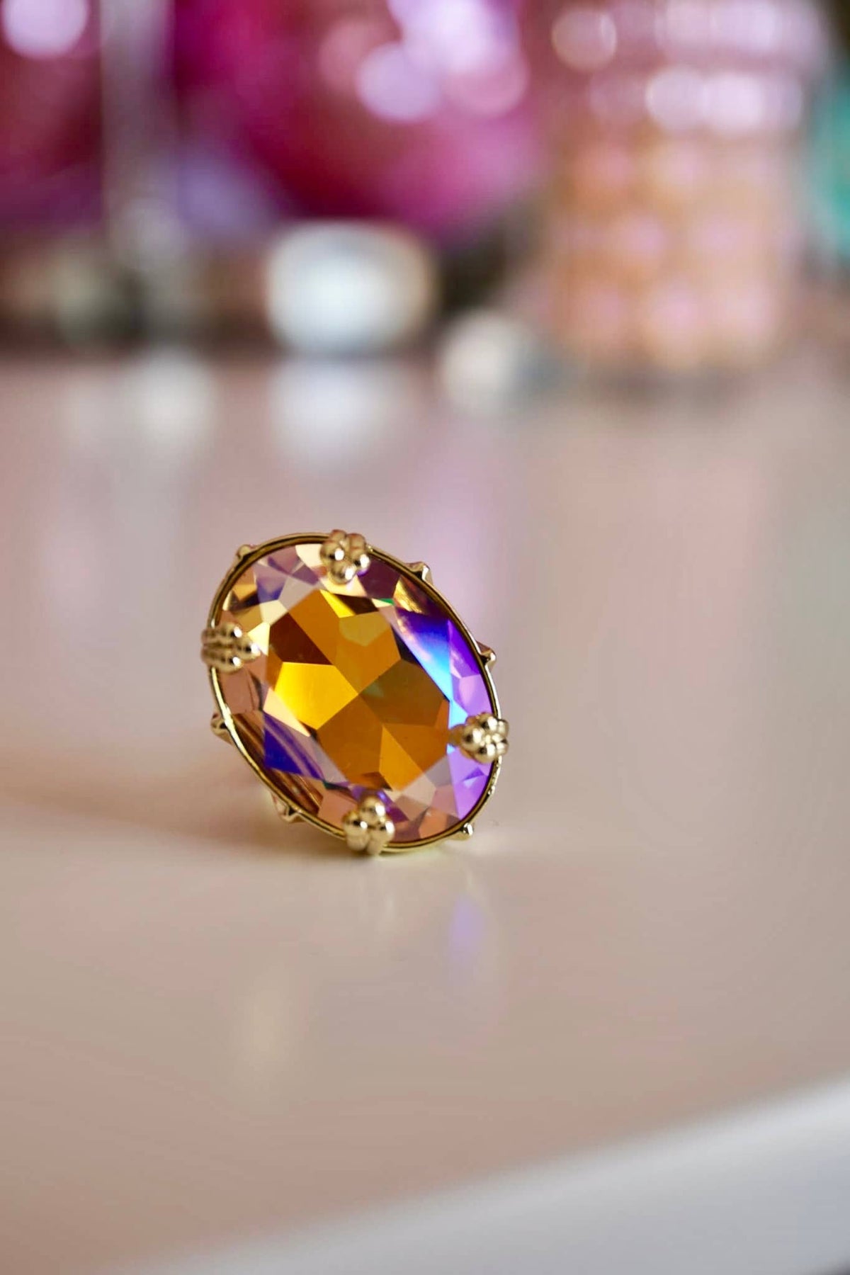 First Lady Adjustable Cocktail Ring in Golden Mirage