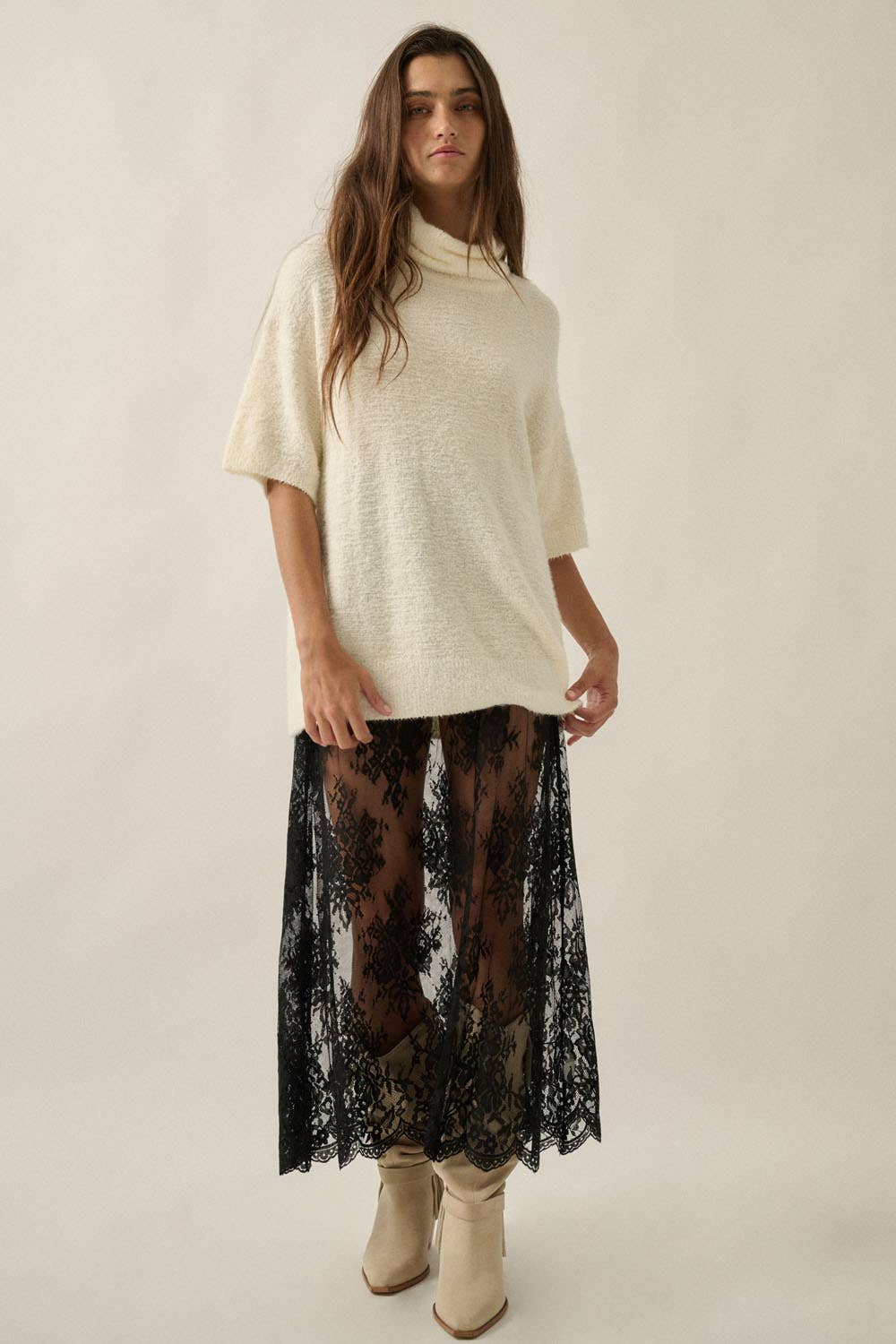 Sheer Luck Lace Midi Skirt